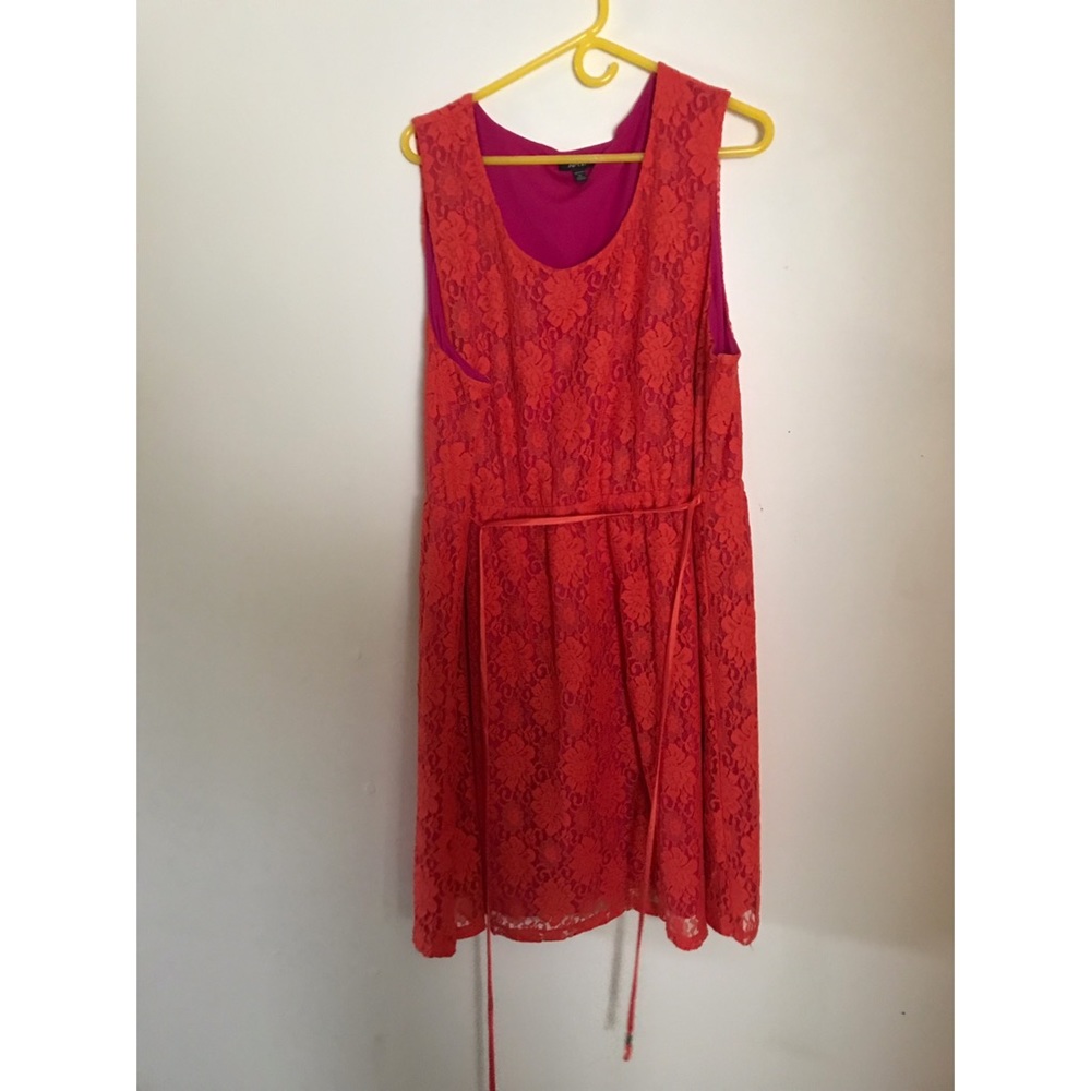 Orange Lace/ Hot Pink Sundress 3X Apt9